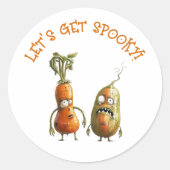 Grappige zombie groenten Halloween Ronde Sticker (Voorkant)