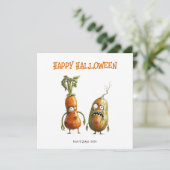 Grappige zombie groenten Halloween wenskaart Kaart (Staand voorkant)