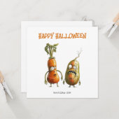 Grappige zombie groenten Halloween wenskaart Kaart (Voorkant / Achterkant in situ)