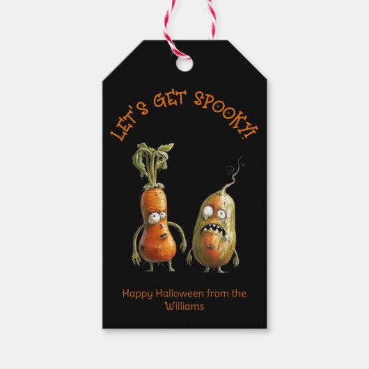 Grappige zombie groenten zwarte Halloween  Cadeaulabel (Voorkant)