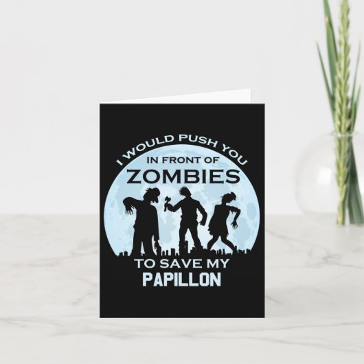 Grappige Zombie Halloween Pet Papillon Kaart (Voorkant)