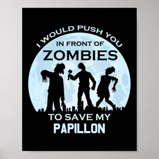 Grappige Zombie Halloween Pet Papillon Poster (Voorkant)