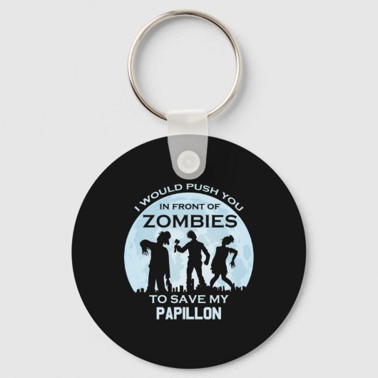 Grappige Zombie Halloween Pet Papillon Sleutelhanger (Voorkant)
