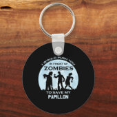 Grappige Zombie Halloween Pet Papillon Sleutelhanger (Voorkant)