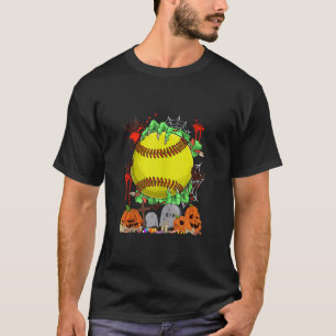 Grappige Zombie Handen Met Softbal Halloween T-shirt