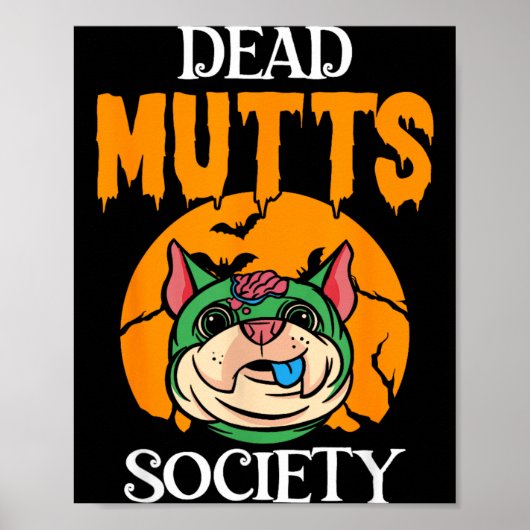 Grappige Zombie Hond Liefhebber Hersenen Halloween Poster (Voorkant)