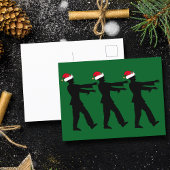 Grappige Zombie in Santa Hats Groene Kerstmis Briefkaart
