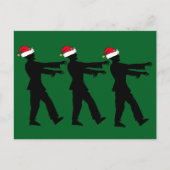 Grappige Zombie in Santa Hats Groene Kerstmis Briefkaart (Voorkant)