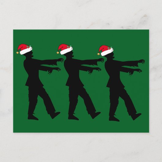 Grappige Zombie in Santa Hats Groene Kerstmis Briefkaart (Voorkant)