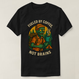 Grappige Zombie Kampeerder Gedreven door Koffie On T-shirt