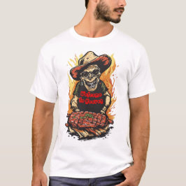 Grappige Zombie nodigt ons uit om wat Ribben op Wi T-shirt