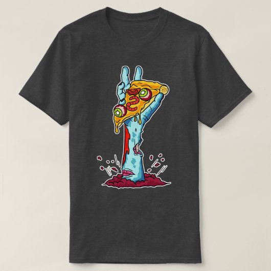Grappige Zombie Pizza Lover Halloween T-shirt (Design voorkant)