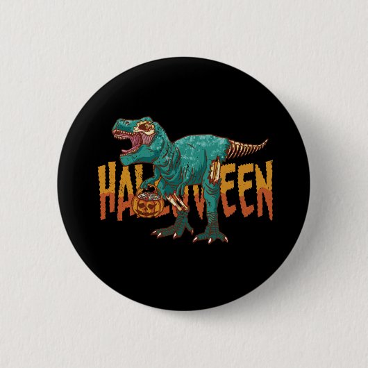 Grappige Zombie T Rex - Halloween Kostuum Ronde Button 5,7 Cm (Voorkant)