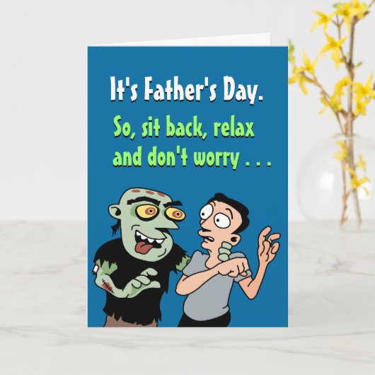 Grappige Zombie Vaderdag Kaart (Gele Bloem)