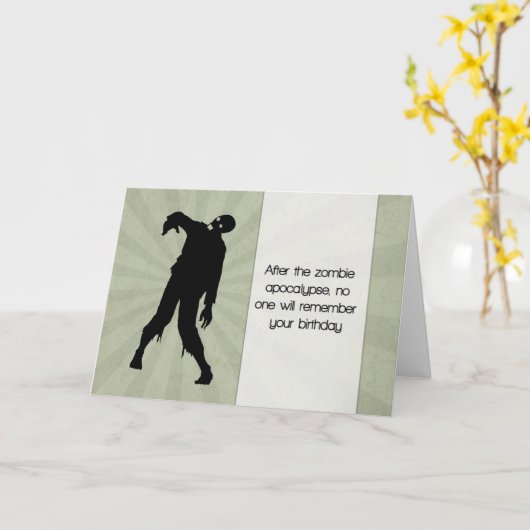 Grappige Zombie Verjaardag Kaart met Sunburst (Gele Bloem)