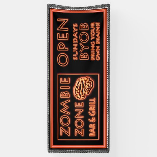 Grappige Zombie Zone Bring Your Own Brains Spandoek (Verticaal)