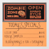 Grappige Zombie Zone Halloween Raamsticker (Vel)