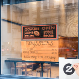 Grappige Zombie Zone Halloween Raamsticker