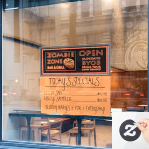 Grappige Zombie Zone Halloween Raamsticker