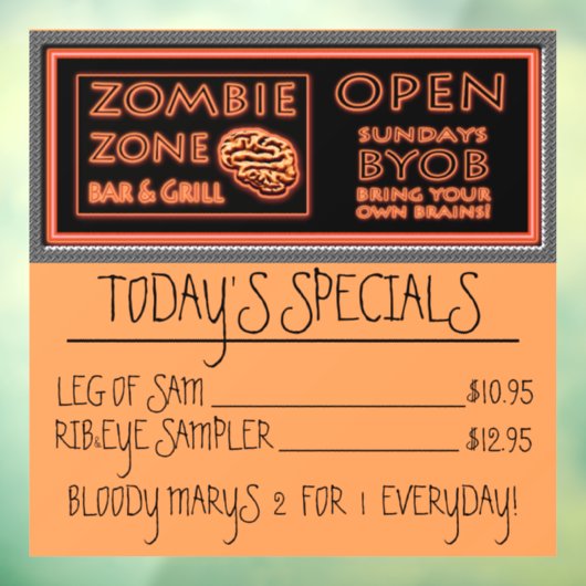 Grappige Zombie Zone Halloween Raamsticker (Vel 3)