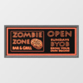 Grappige Zombie Zone Halloween Raamsticker (Vel)