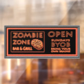 Grappige Zombie Zone Halloween Raamsticker (Vel 2)