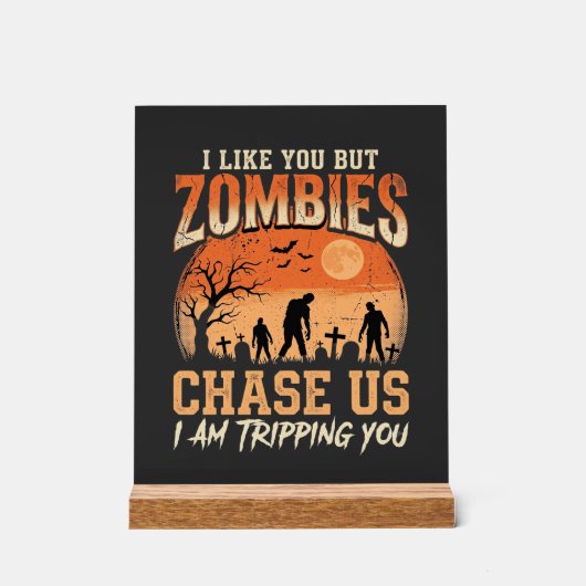Grappige zombies Halloween achtervolgen ons ontwer Acryl Bord (Voorkant)