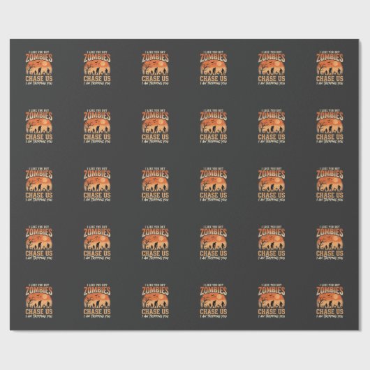 Grappige zombies Halloween achtervolgen ons ontwer Cadeaupapier (Vlak)