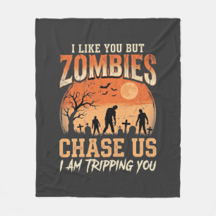 Grappige zombies halloween achtervolgen ons ontwer fleece deken