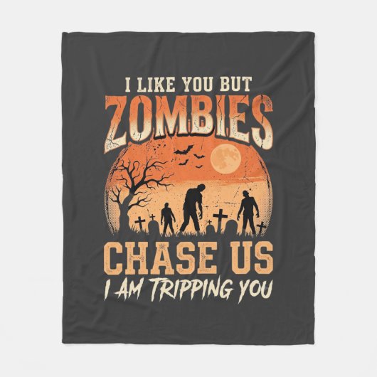 Grappige zombies halloween achtervolgen ons ontwer fleece deken (Voorkant)