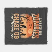Grappige zombies halloween achtervolgen ons ontwer fleece deken (Voorkant (Horizontaal))