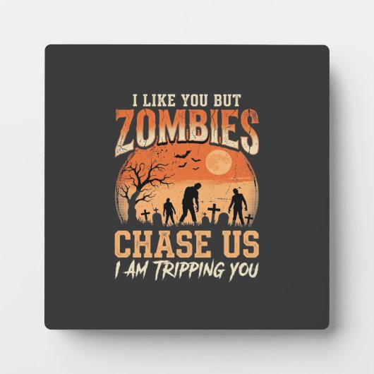 Grappige zombies Halloween achtervolgen ons ontwer Fotoplaat (Voorkant)