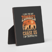 Grappige zombies Halloween achtervolgen ons ontwer Fotoplaat (Voorkant)