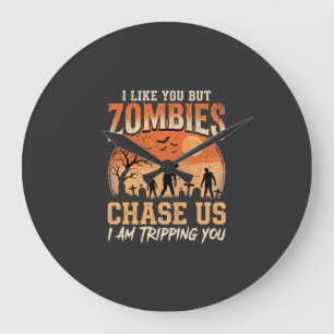 Grappige zombies Halloween achtervolgen ons ontwer Grote Klok