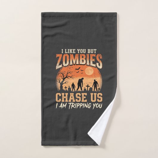 Grappige zombies halloween achtervolgen ons ontwer handdoek (Handdoek)