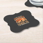 Grappige zombies Halloween achtervolgen ons ontwer Kartonnen Onderzetters (Gekanteld)