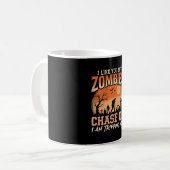 Grappige zombies Halloween achtervolgen ons ontwer Koffiemok (Voorkant links)