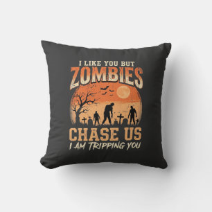 Grappige zombies halloween achtervolgen ons ontwer kussen