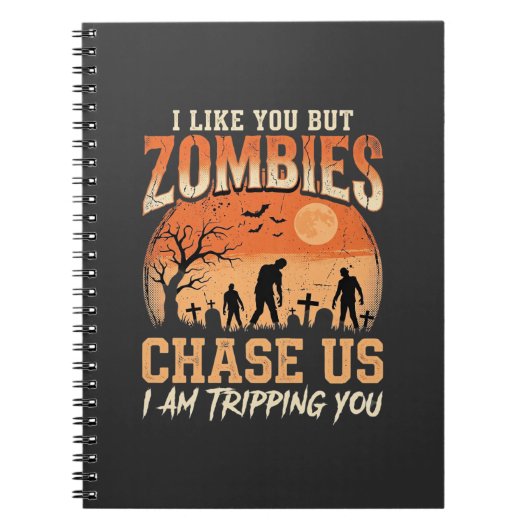 Grappige zombies Halloween achtervolgen ons ontwer Notitieboek (Voorkant)