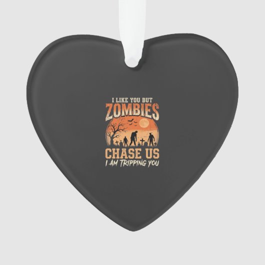Grappige zombies halloween achtervolgen ons ontwer ornament (voorkant)