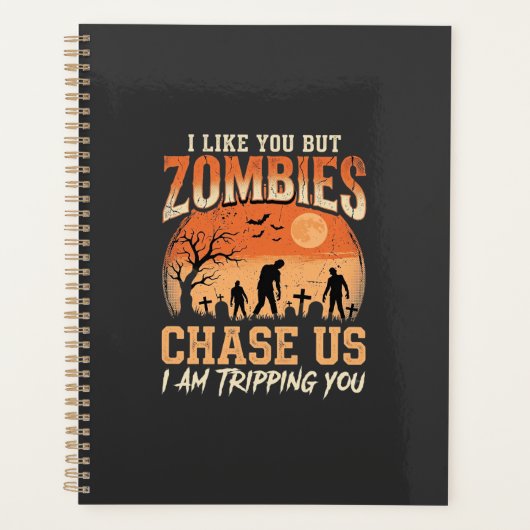 Grappige zombies halloween achtervolgen ons ontwer planner (Voorkant)