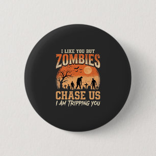Grappige zombies Halloween achtervolgen ons ontwer Ronde Button 5,7 Cm
