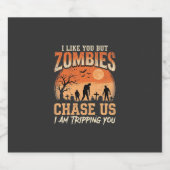 Grappige zombies Halloween achtervolgen ons ontwer Sparkling Wijnetiket (Enkel label)