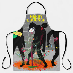 Grappige zombies kerstboom koken keuken schort