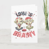Grappige zombies, liefde is hersenachtig Halloween Kaart (Voorkant)