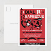 Grappige zomer barbecue | Retro 60s BBQ Koe Uitnodiging Briefkaart (Voorkant / Achterkant)