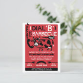 Grappige zomer barbecue | Retro 60s BBQ Koe Uitnodiging Briefkaart (Staand voorkant)