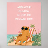 Grappige zomer capybara strand - Maak je eigen cit Poster (Voorkant)