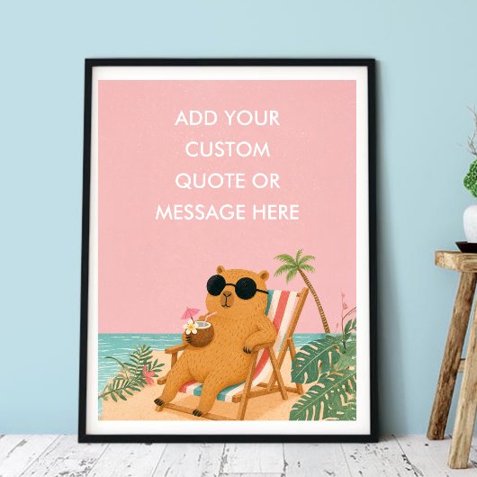 Grappige zomer capybara strand - Maak je eigen cit Poster