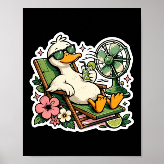 Grappige zomer eend ontspannende vakantiestemming poster (Voorkant)